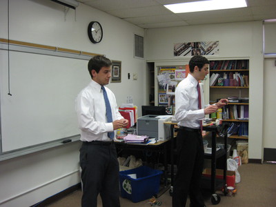 Trainees Ian McKinley and Razmig Kandilian were guest teachers at local middle school class