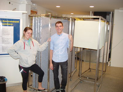 UT-Austin IGERT trainee Erin Darling and affiliate Clement Cros conduct research at the Danish Technical University.