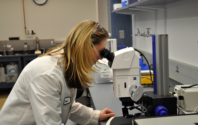 Erika Saffer, on the job at Genzyme