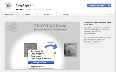 Cryptagram photo privacy extension