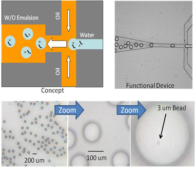 Fig. 1. Microfluidic device for generating monodispersed emulsion with large drop size