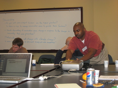 IGERT trainee Donald Bacoat prepares for presentation in climate change workshop